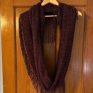 Elegant Burgandy Fringe Scarf